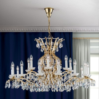 Candelabru XXL de lux cristal Scholer Hirohito 14+7L 24K gold plated