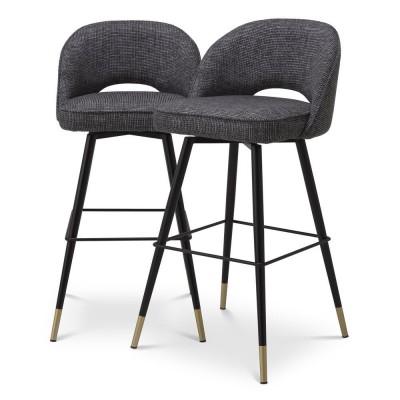 Set de 2 scaune de bar design modern LUX Cliff, rocat negru