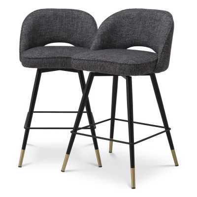 Set de 2 scaune de bar design modern LUX Cliff, H-92,5cm rocat negru