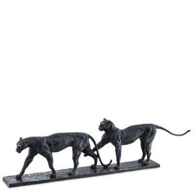 Sculptura din bronz design Art Deco Leopard Pair