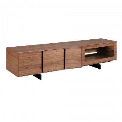 Comoda TV moderna cu design original și iluminat LED Wood