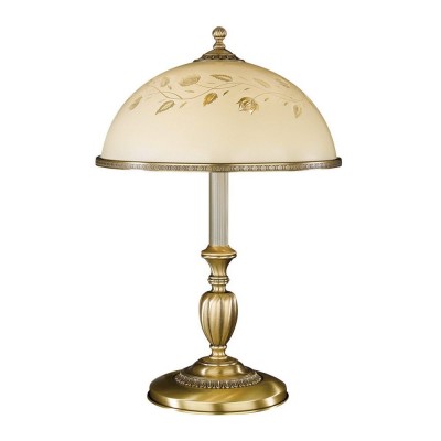 Veioza / Lampa de masa din alama cu sticla decorata design italian H-56cm 6208