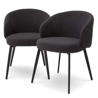 Set de 2 scaune tapitate design LUX Lloyd, boucle negru