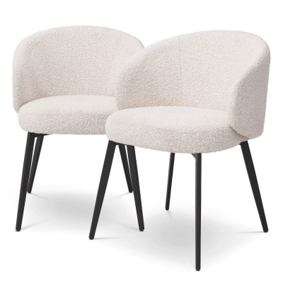 Set de 2 scaune tapitate design LUX Lloyd, boucle crem