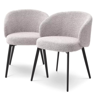 Set de 2 scaune tapitate design LUX Lloyd, boucle gri