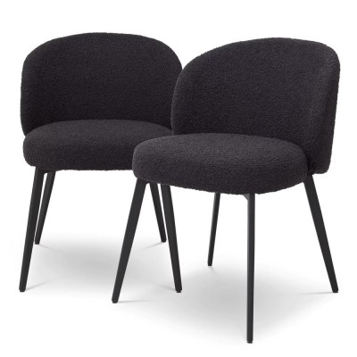 Set de 2 scaune design LUX Lloyd, boucle negru