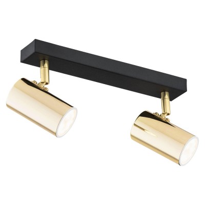 Plafoniera cu 2 spoturi design minimalist LAGOS negru/alama