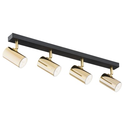 Plafoniera cu 4 spoturi design minimalist LAGOS negru/alama