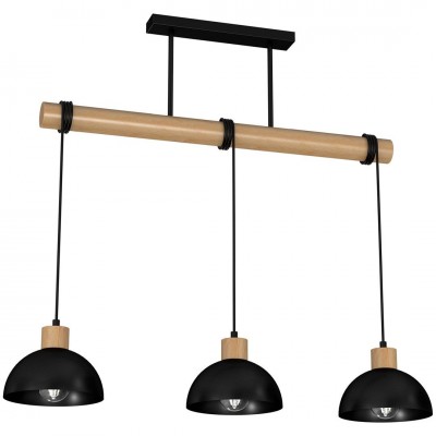 Lustra cu 3 pendule design vintage ERIK lemn, negru