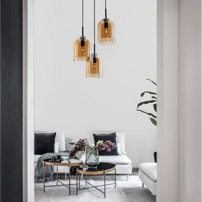 Lustra cu 3 pendule modern Velor champagne