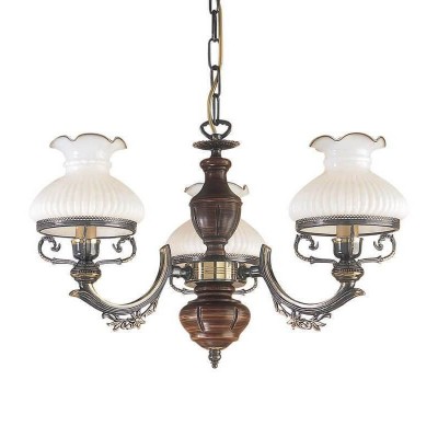 Candelabru cu 3 brate design italian din alama cu lemn 2810