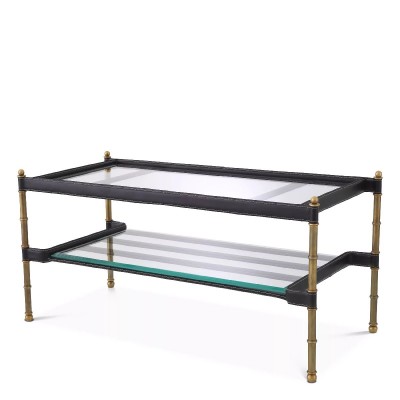 Masuta de cafea design LUX Princess, alama vintage/ negru