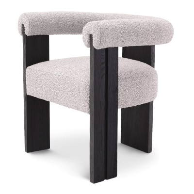 Scaun dining design LUX Percy boucle gri