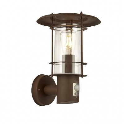 Aplica de perete exterior cu senzor de miscare IP44 Edgeware maro rustic