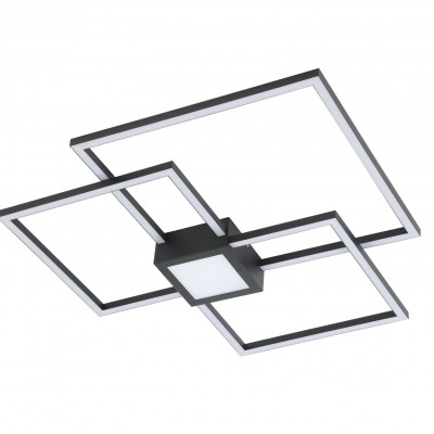 Plafoniera LED design modern Thabita negru mat, alb 66x66cm