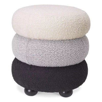 Taburete elegant design LUX Tulum, Boucle cream/ grey/ black