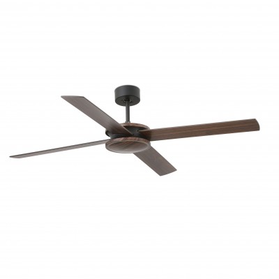 Ventilator de tavan cu telecomanda design modern POLEA negru/lemn nuc