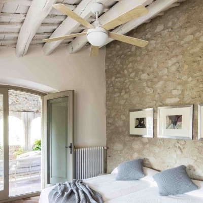 Lustra LED cu Ventilator si telecomanda design modern IZARO alb