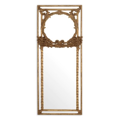 Oglinda design LUX din lemn de mahon sculptat manual Le Royal, auriu antic