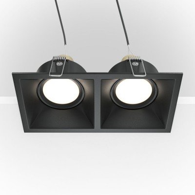 Corp incastrabil cu 2 spoturi directionabile design tehnic Dot negru