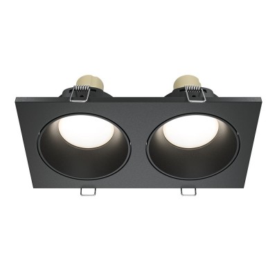Corp incastrabil cu 2 spoturi design tehnic Zoom negru