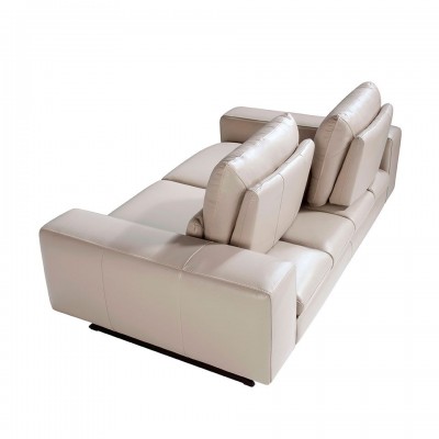 Canapea 2 locuri eleganta cu spatar reglabil Cowhide leather taupe grey