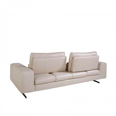 Canapea 3 locuri eleganta cu spatar reglabil Cowhide leather taupe grey