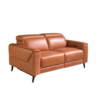 Canapea 2 locuri eleganta, design LUX cu functia relax Cowhide Bufalo brown