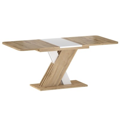 Masa dining extensibila EXEL stejar wotan/ alb mat