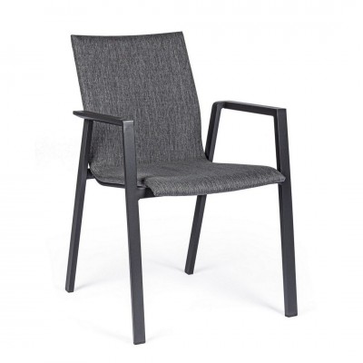 Set de 4 scaune exterior design modern Odeon gri carbune, negru