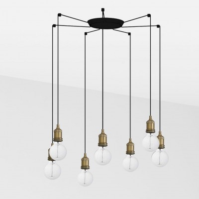 Lustra cu 7 Pendule design minimalist Art auriu vintage