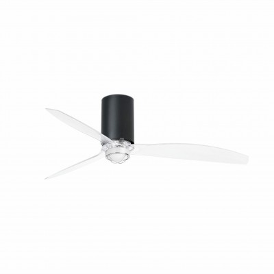 Lustra cu Ventilator si telecomanda MINI TUBE M LED negru mat/transparent