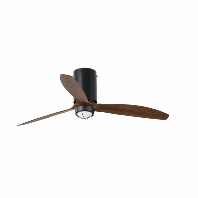 Lustra cu Ventilator si telecomanda MINI TUBE M LED negru mat/maro