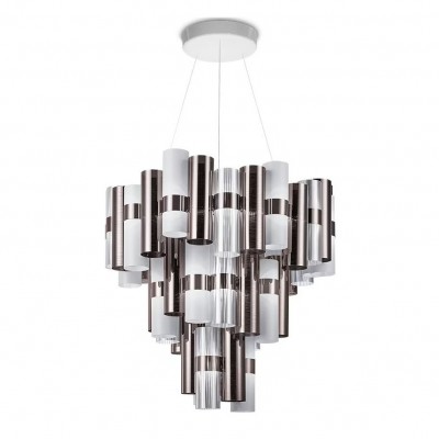 Lustra LED moderna design Art Deco realizata manual LA LOLLO XL PEWTER