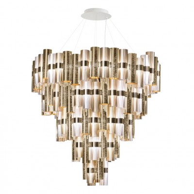 Lustra LED Art Deco de dimensiuni mari, realizata manual LA LOLLO 5XL Gold