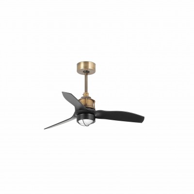 Lustra cu Ventilator si telecomanda JUST FAN XS LED auriu vintage/negru