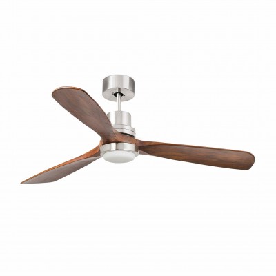 Lustra cu Ventilator si telecomanda LANTAU L LED nickel/ lemn maro
