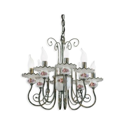 Candelabru clasic cu 8 brate realizat manual din ceramica SANREMO