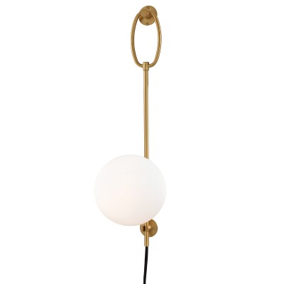 Aplica de perete portabila, cu intrerupator pe cablu, design modern GINA, alama antichizata 