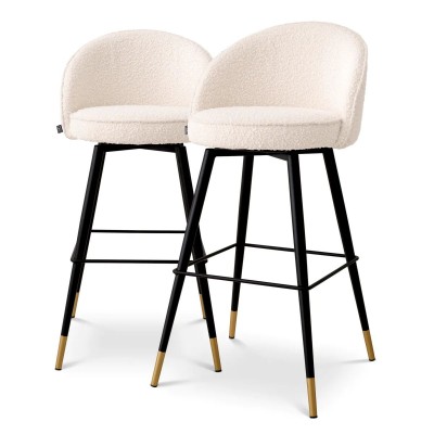 Set de 2 scaune de bar pivotante, design LUX, Bar Stool Cooper crem