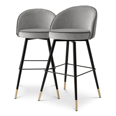 Set de 2 scaune de bar pivotante, design LUX, Bar Stool Cooper gri deschis