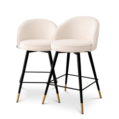 Set de 2 scaune de bar pivotante, design LUX, Counter Stool Cooper crem