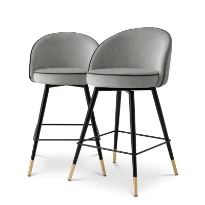 Set de 2 scaune de bar pivotante, design LUX, Counter Stool Cooper gri deschis