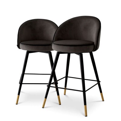 Set de 2 scaune de bar pivotante, design LUX, Counter Stool Cooper gri inchis