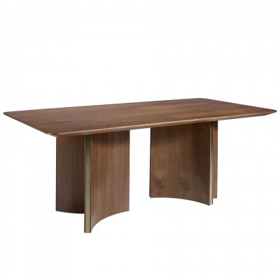 Masa dining design LUX Walnut veneer and golden steel 200x100cm