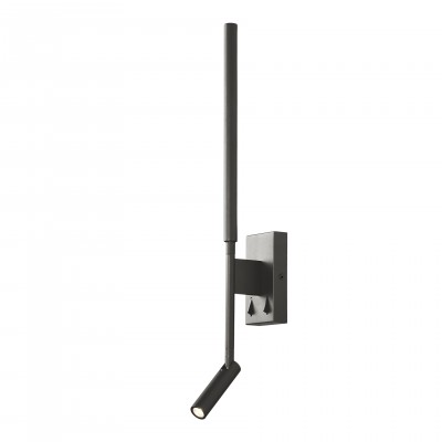 Aplica cu reader LED design liniar minimalist TORCH neagra