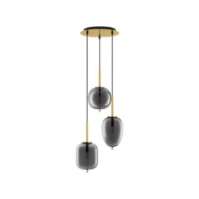 Lustra cu 3 Pendule design modern LATO auriu, fumuriu