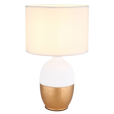 Veioza, lampa de masa design modern Valentino auriu, alb