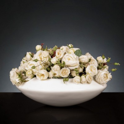 Aranjament floral mediu design LUX ROUND BOWL ENGLISH ROSES