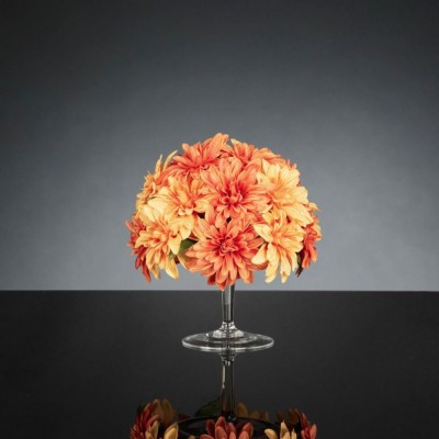 Aranjament floral mic decor festiv design LUX STAND DAHLIA ORANGE